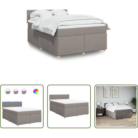 Matelas à ressorts ensachés - Sommier à lattes de lit avec matelas Taupe 140x200 cm Tissu (1/5)