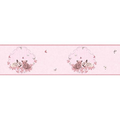 Animal pattern wallpaper wall Profhome 355671 border smooth with animal pattern matt pink fuchsia 0.65 m2 (7 ft2)