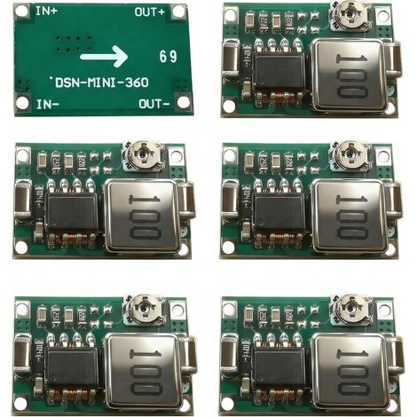 Convertisseur DC DC Abaisseur, Module Mini 360 avec Tension Sortie Reglable 4.75-23V vers 1-17V 3A, Regulateur de Tension Miniature, Abaisseur Tension pour Vehicule et Drone, Lot de 6 Pieces (1/5)