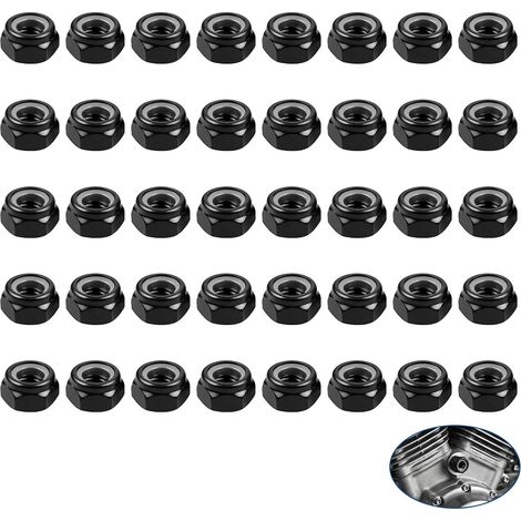 40 PCS Écrou M6 Inox, Ecrous Hexagonal M6 en Acier Inoxydable A2 avec Bague Nylon, Écrous Frein DIN 985, Filetage Métrique Standard pour Machines, Automobile et Bricolage (1/5)