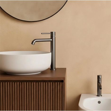 Exagonshop Coppia rubinetti lavabo alto e bidet senza scarico