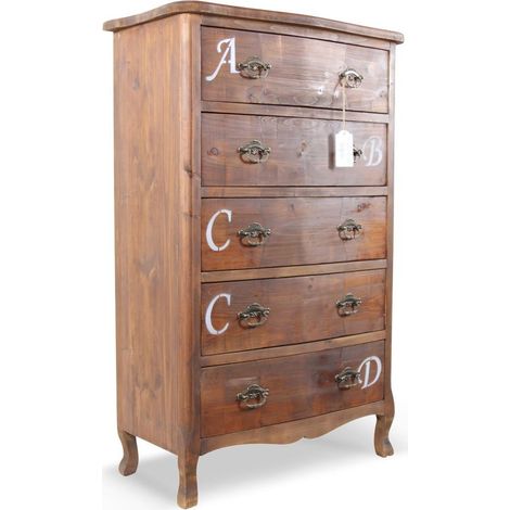 Chiffonnier 5 tiroirs - Bois - Marron - Décoration d'Autrefois (1/5)