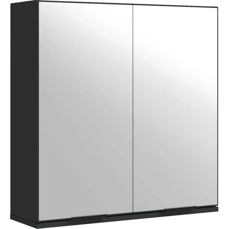 Maison Exclusive - Armadietto Specchio da Bagno Nero 64x20x67 cm Legno Multistrato (1/5)