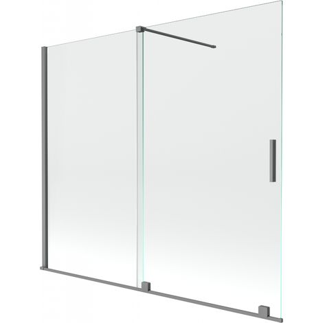 Mexen Velar paroi de baignoire 2 volets coulissants 180 x 150 cm, transparent, gun metal - 896-180-000-01-95 (1/2)