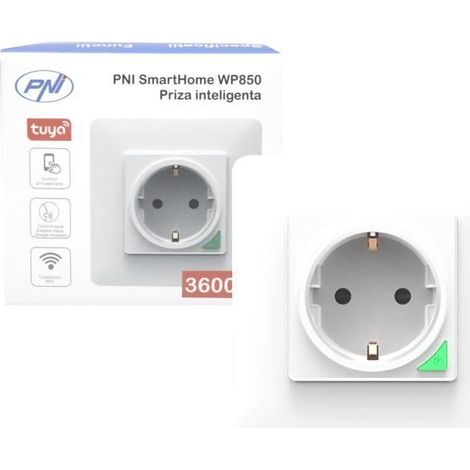 Prise intelligente PNI SmartHome WP850 WiFi, montage enterré, contrôle Internet, application Tuya Smart dédiée (1/4)