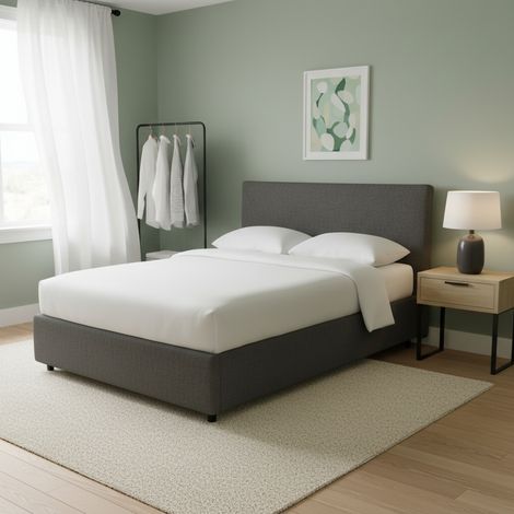 Letto Singolo Staines, Sfoderabile, Contenitore Made in Italy, Grigio Tortora (1/5)