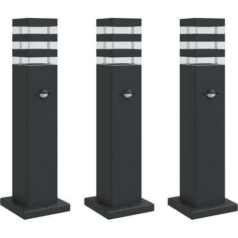 Lampade Terra per Esterni con Sensori 3pz Nere 50cm Alluminio vidaXL (1/5)