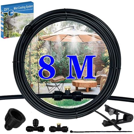 Kit Brumisateur Basse Pression 8m - Système de Rafraîchissement Extérieur - Brumisation pour Jardin, Terrasse et Serre - DIY Facile à Installer (1/5)