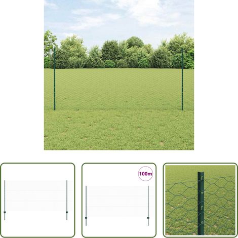 Gartenzäunen - Zaun mit Pfosten Grün 1,2 x 100 m Stahl und PVC (1/5)