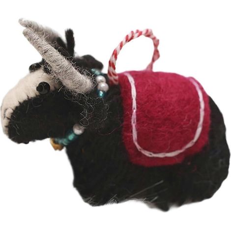 Pendentif Yak en feutrine douce ornement suspendu en laine pour sac à dos sac à main et décoration miniature en feutrine noire (1/5)