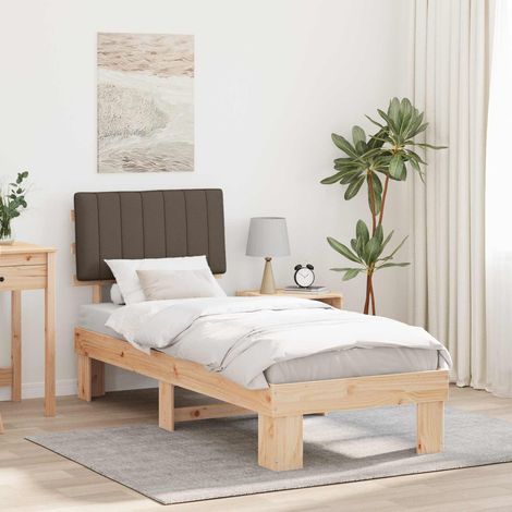 Estructura de Cama con Cabecera Tapizada Taupé 80 x 200 cm