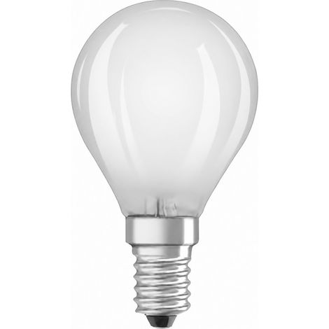 Lampadina LED smerigliata a sfera E14, 4W, bianco caldo.