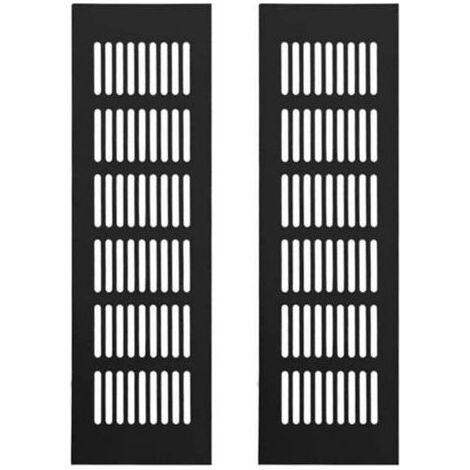 Grille Aération Aluminium 2 Pièces Grille d'Aeration Grille de Ventilation Rectangulaire Grille d'Aeration en Alliage Grille Noir 250 X 80mm (1/5)
