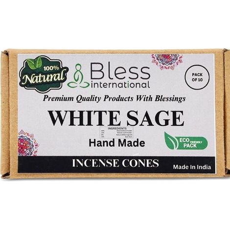 Bâtonnets d'encens sauge blanche faits main, naturels, 10 pièces (1/5)
