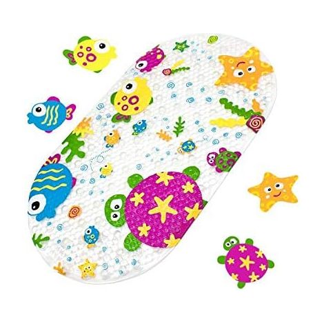 Tapis de bain bébé antidérapant motif océan, ventouse plastique sécurité (1/3)