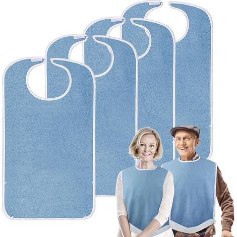 Lätzchen für Erwachsene – unisex, aus Frottee, saugfähig auf der Vorderseite, wasserdicht auf der Rückseite, leicht zu reinigen und fängt Krümel auf. (1/5)