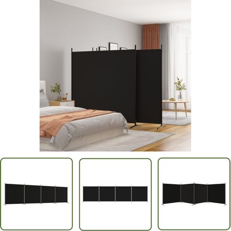 The Living Store Cloison de séparation 4 panneaux Noir 698x180 cm Tissu - Cloison De Séparation - Écran De Confidentialité - Séparateur De Pièce - Paravent - Mur D'intimité (1/5)
