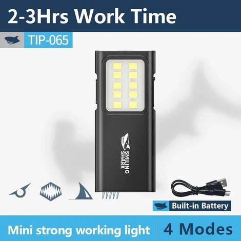 Mini lampe de travail rechargeable, projecteur COB, lampe de poche avec clip. (1/5)