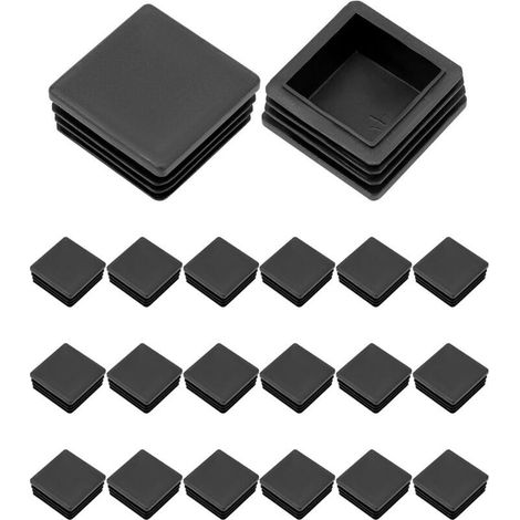 20 PCS 40 x 40 mm Bouchons à lamelles pour Tube carré, Embout de Bouchon en Plastique Noir carré pour Tube de Tuyau, Plastique polyéthylène, Bouchons d'extrémité (1/5)