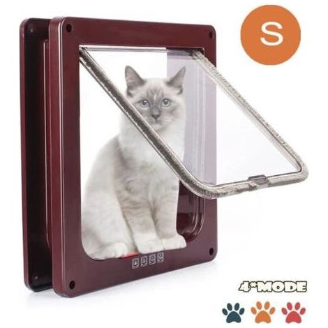 ALLIANDISChatiere Pour Chat Chien,Chatiere Chat avec Serrure Contrlable Verrouillable,Chatière avec Tunnel Cache Facile bouton rouge bleu (1/4)