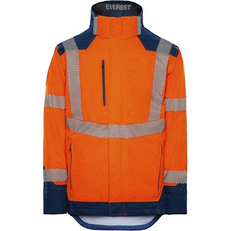Veste de pluie HV polyester mixte Everest orange / marine-VESTEEREVE1OMS - T2S