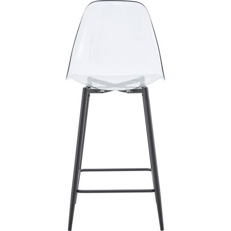 Lot de 4 Tabourets de Bar Transparente avec Structure Métallique Argent, Cuisine et Salle à Manger (1/5)