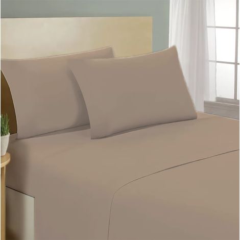 Lenzuolo letto sotto con angoli 100% puro cotone Made in Italy tinta unita Terra - 1 Piazza e mezza francese