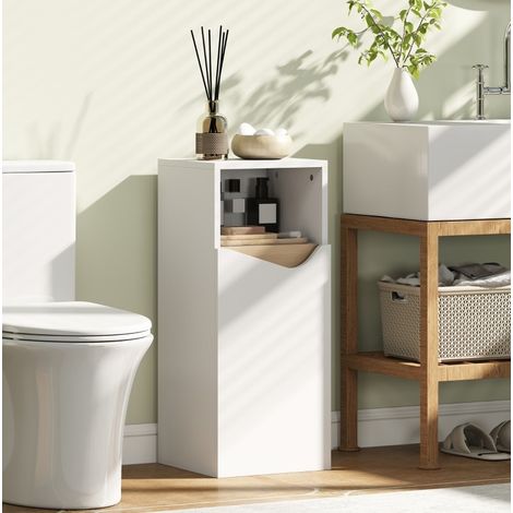 Mueble de almacenaje para baño 30x30x71,5 cm en madera blanca, estantes regulables – MEUBLIV (1/5)