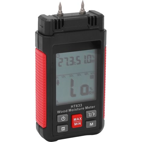 Digitales Holzfeuchtemessgerät, Feuchtigkeitsgehaltsdetektor für Stämme, Holzwerkstoffe, Gips, Papier und Parkettböden (1/5)