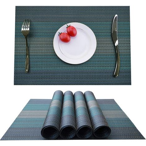 Set de 4 dessous d'assiettes antidérapants, lavables en PVC résistant aux rayures et à la chaleur, anti-taches, pour table de cuisine et salle à manger. (1/5)