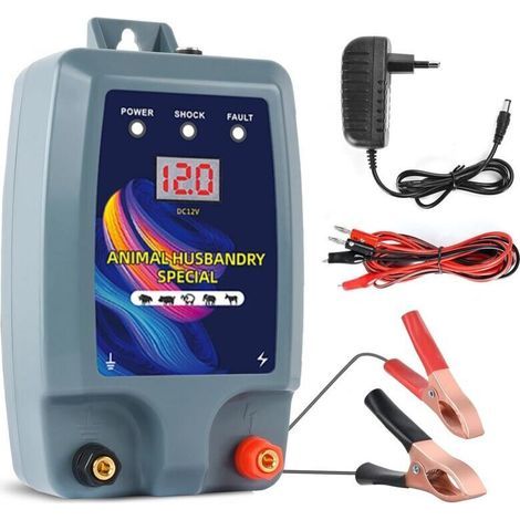 Kit de clôture électrique, Clôture électrique pour bétail, animaux, électrificateur de clôture, haute puissance, 3 modes d'alimentation pour élevage de volailles