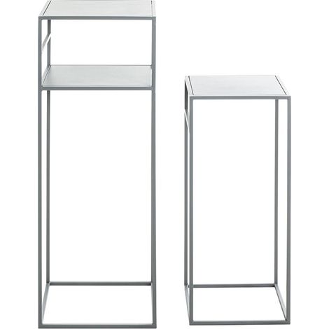 Lot de 2 tables d'appoints en métal coloris gris (1/4)