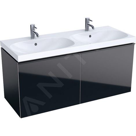 Meuble inférieur GE Acanto pour double lavabo, 2 tiroirs, 119x53,5x47,6 cm, noir (1/2)
