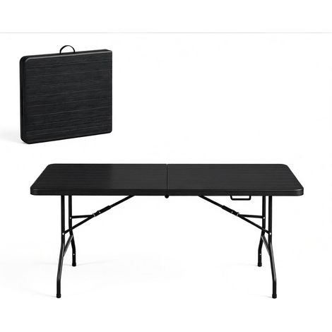 Klappbarer Balkontisch aus HDPE und Metall, schwarz, 180 x 74 x 70 cm MODENUIT (1/5)
