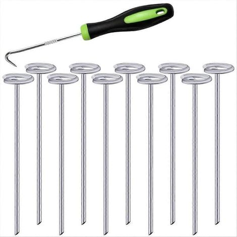 Lot de 50 piquets de jardin ronds de 15 cm (6 pouces), couleur argent. (1/5)