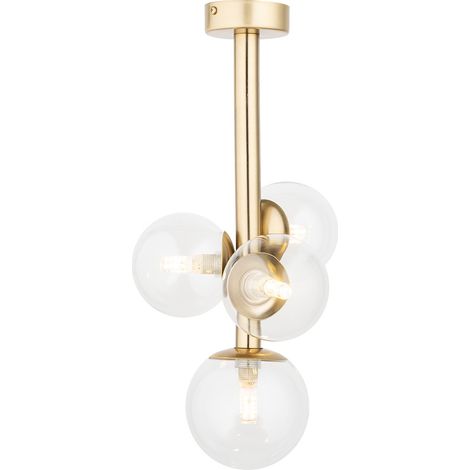 Plafonnier doré PERLA LUX 4 globes verre G9 12W Sigma (1/2)