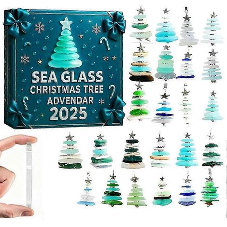 Ornement de Noël suspendu 2D, sapin de Noël en acrylique effet verre de mer, calendrier de l'Avent 25-26 (1/5)