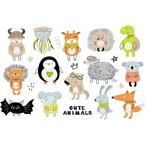 Tableau deco enfant cute animals - 80x50 cm (1/5)