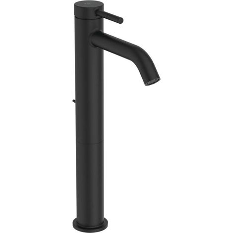 Ideal Standard - Ceraline, Miscelatore monocomando alto, Rubinetto lavabo vessel con cartuccia FirmaFlow, Con asta di comando e piletta, Sistema BlueStart, Easyfix, Nero seta (1/4)