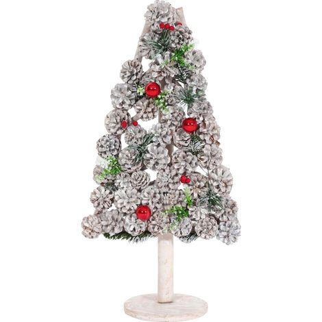 Albero di natale decorativo HHG-810 con pigne legno 60x32x17cm
