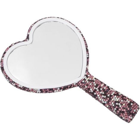 Miroir de poche à strass, portable, mignon et scintillant, en forme de cœur, idéal pour les mariages (1/5)