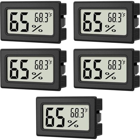 Thermo-hygromètre intérieur, 5 x mini hygromètre intérieur, pour serre, boîte reptile, voiture, maison, bureau. Pratique et polyvalent.