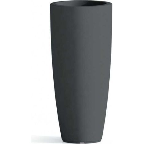 Runde und hohe Vase Cromia Stilo, einfarbig, für draußen und drinnen 'Made in Italy -Anthrazit / Ø40 x H 90 cm