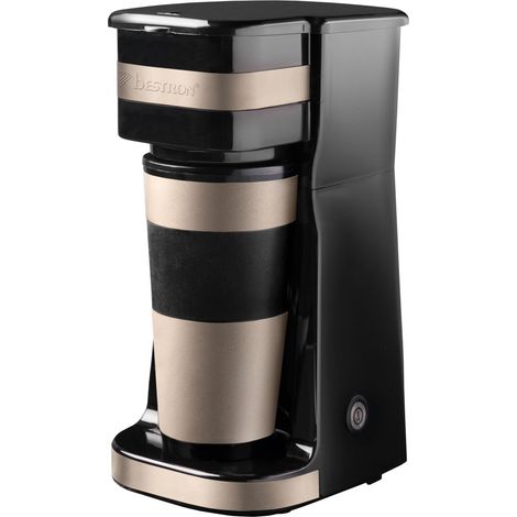 Cafetière avec tasse isotherme pour café filtre moulu, Machine à café 2 pour grandes tasses, idéal pour le camping, préparation rapide, 750 W, Couleur: Beige clair (1/4)