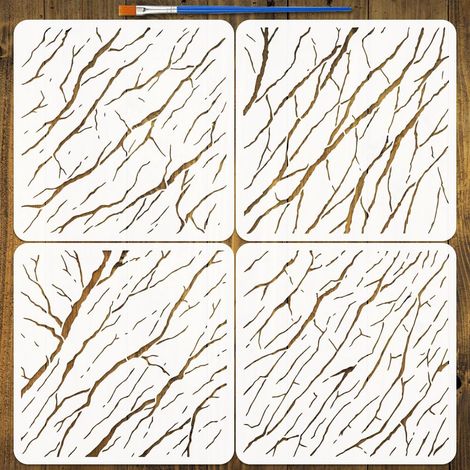 4PCS Pochoir Peinture Texture Fissure Marbre avec Pinceau 30x30cm Plastique Modèle de Dessin Motif Fissure PET Pochoir Bordure Modèle Thème Quotidien pour Décoration Mur Sol (1/5)