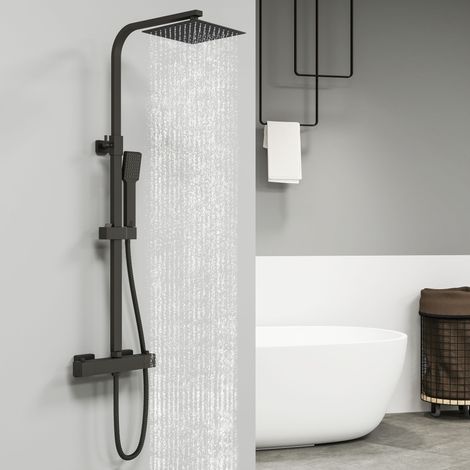 Sky Bathroom Square Thermostatic Shower Mixer Kit Matt Black (1/5)