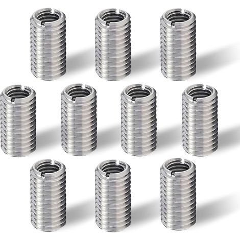 Lot de 10 Inserts Filetés M12 vers M10,15 mm en Acier Inoxydable,Filetage Adaptateurs Manchon Réducteur Écrou,Insert Fileté M12 sur M10,Adaptateur Fileté, Douille Filetée,Kit de Réduction de Filetage (1/5)