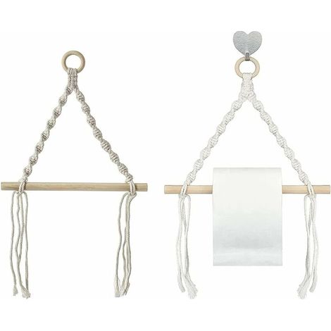 Corde Coton Porte-Serviettes, 2 Pièces Porte-Serviette Corde Chanvre, Vintage Porte Rouleau Papier Toilette, Tapisserie Tissée pour Porte-Serviettes Maison, Porte-Serviettes en Papier, Décoration (1/5)