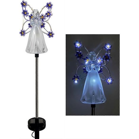 Lampes solaires en forme d'ange à piquet, multicolores, LED, pour jardin, étanches, violettes, 1 pièce, pour terrasse de cimetière ou patio, pour cour, extérieur, IP65 (1/5)