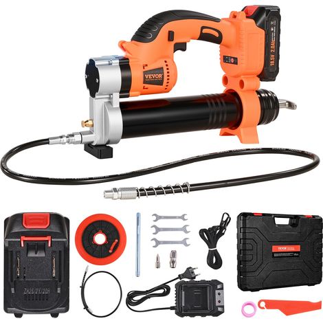 Pistolet à Graisse Électrique sans Fil 20 V 55 MPa, avec Batterie 2,0 Ah, Éclairage LED, Long Tuyau, Étui de Transport, Déclencheur Vitesse Variable, pour Graissage de Véhicules ou de Machines (1/5)